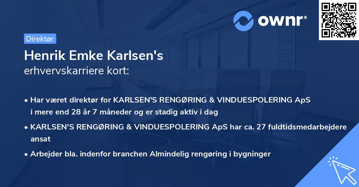 Henrik Emke Karlsen's erhvervskarriere kort