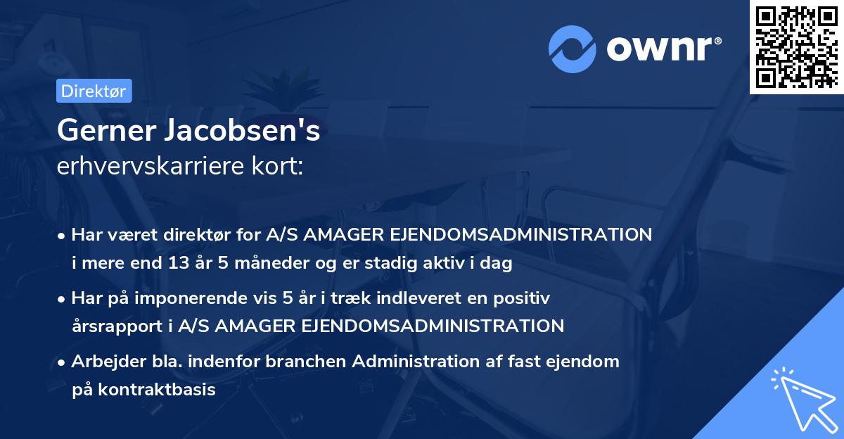 Gerner Jacobsen's erhvervskarriere kort
