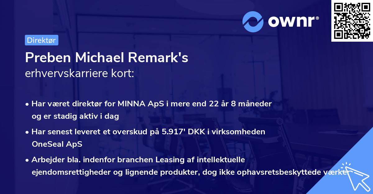 Preben Michael Remark's erhvervskarriere kort