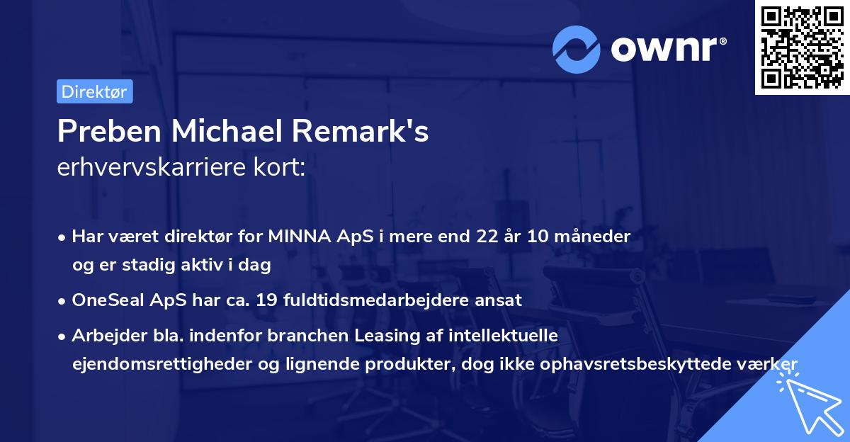 Preben Michael Remark's erhvervskarriere kort