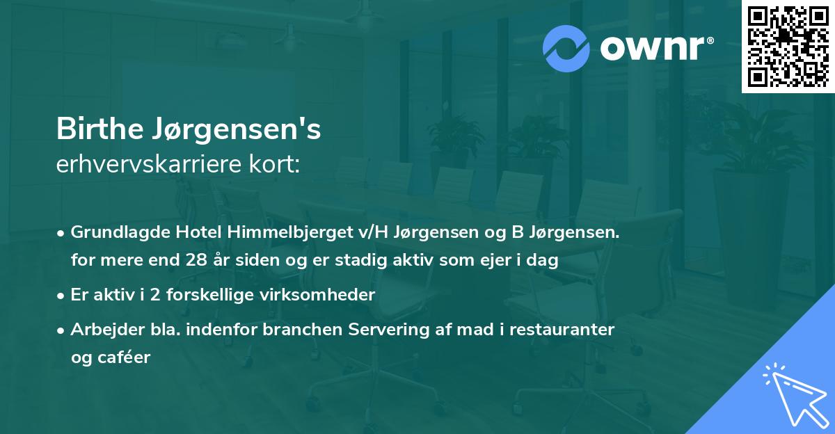 Birthe Jørgensen's erhvervskarriere kort