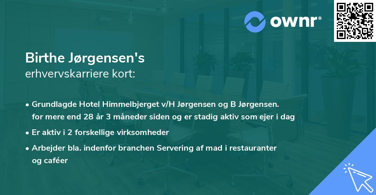 Birthe Jørgensen's erhvervskarriere kort