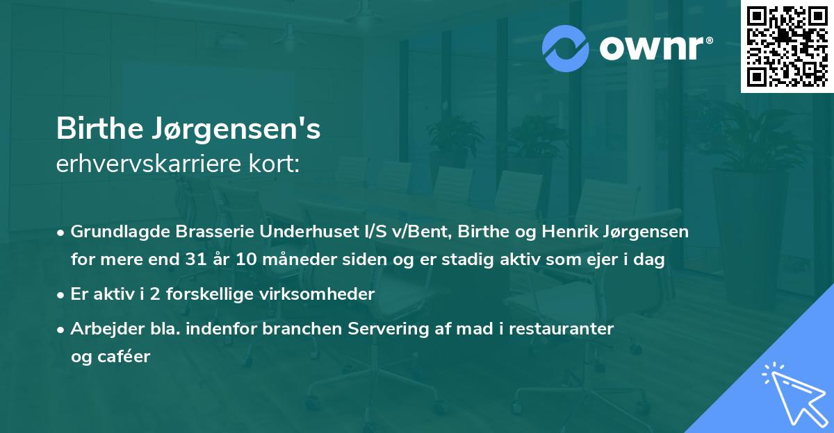 Birthe Jørgensen's erhvervskarriere kort