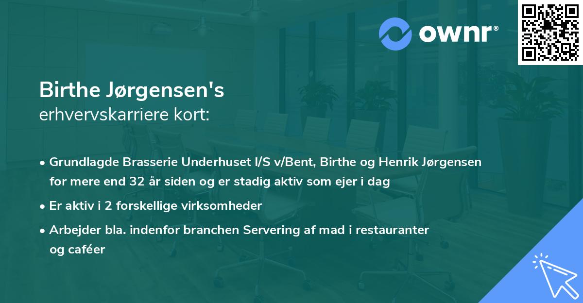 Birthe Jørgensen's erhvervskarriere kort