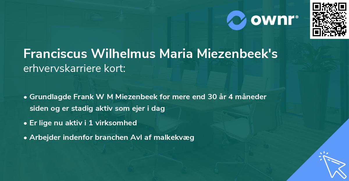 Franciscus Wilhelmus Maria Miezenbeek's erhvervskarriere kort