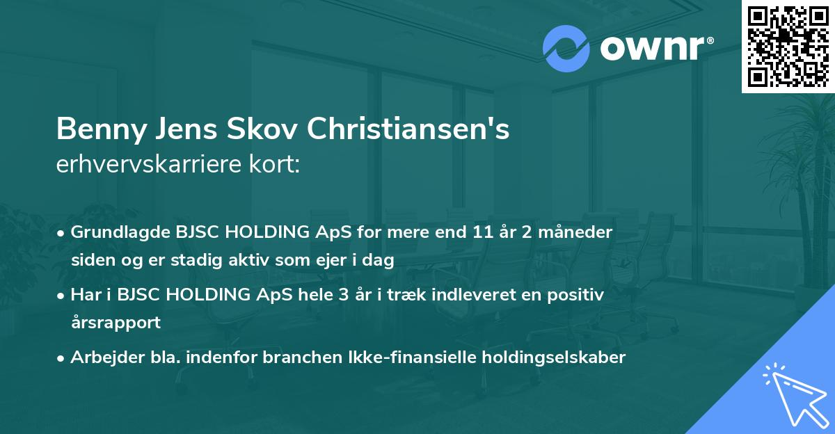Benny Jens Skov Christiansen's erhvervskarriere kort