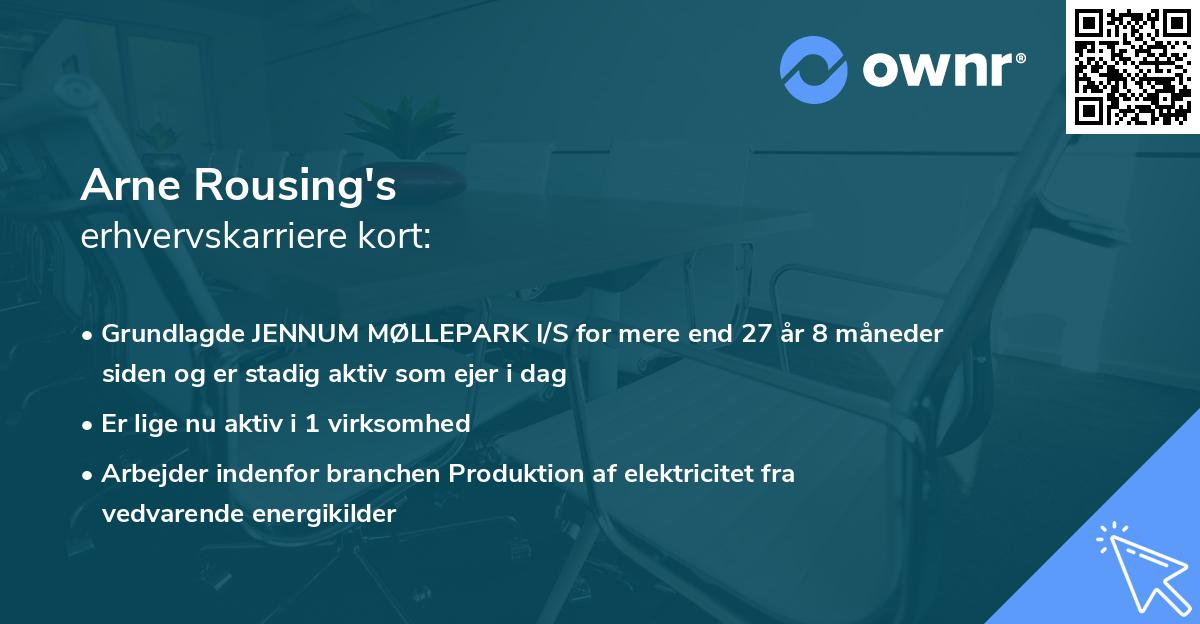 Arne Rousing's erhvervskarriere kort