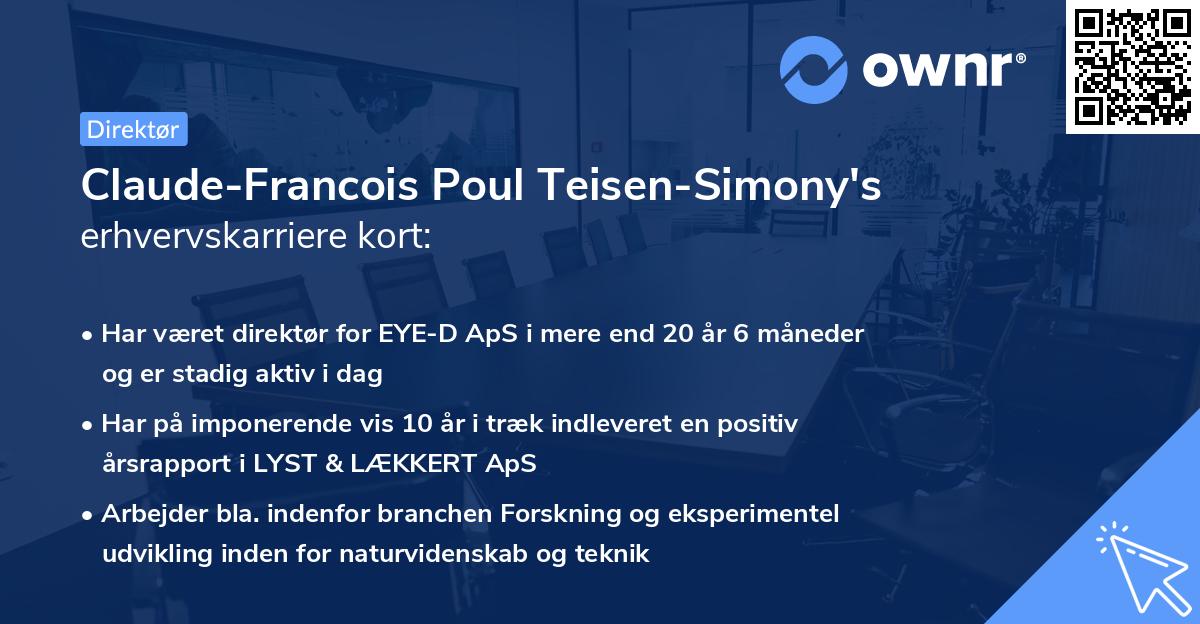 Claude-Francois Poul Teisen-Simony's erhvervskarriere kort