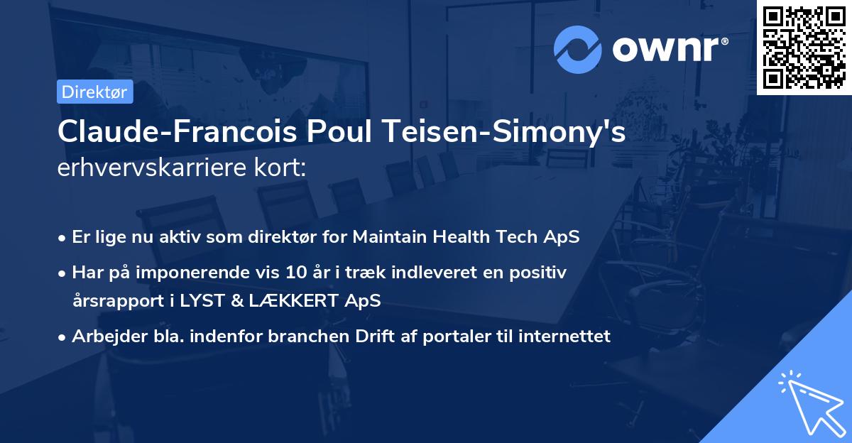 Claude-Francois Poul Teisen-Simony's erhvervskarriere kort