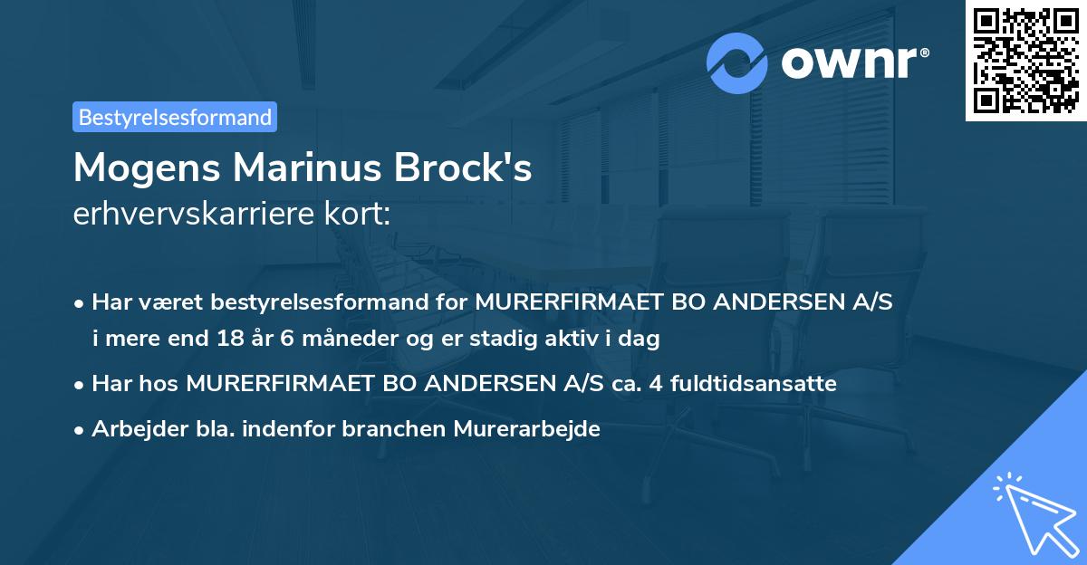 Mogens Marinus Brock's erhvervskarriere kort