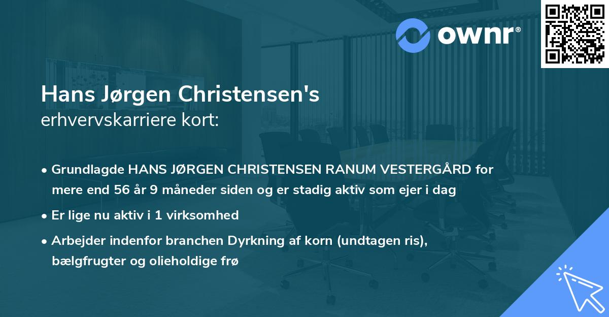 Hans Jørgen Christensen's erhvervskarriere kort