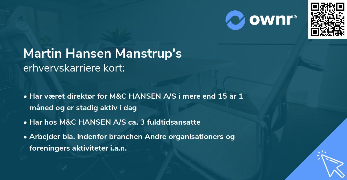Martin Hansen Manstrup's erhvervskarriere kort