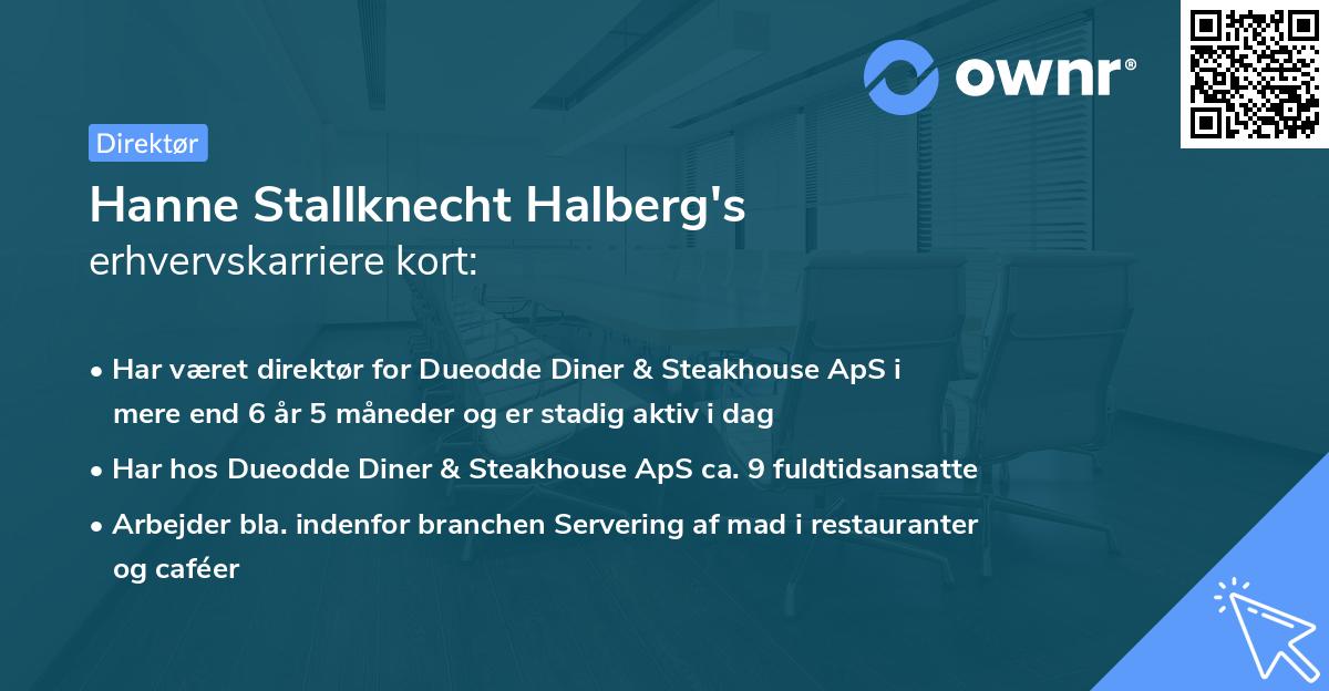 Hanne Stallknecht Halberg's erhvervskarriere kort