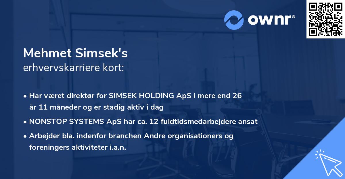 Mehmet Simsek's erhvervskarriere kort