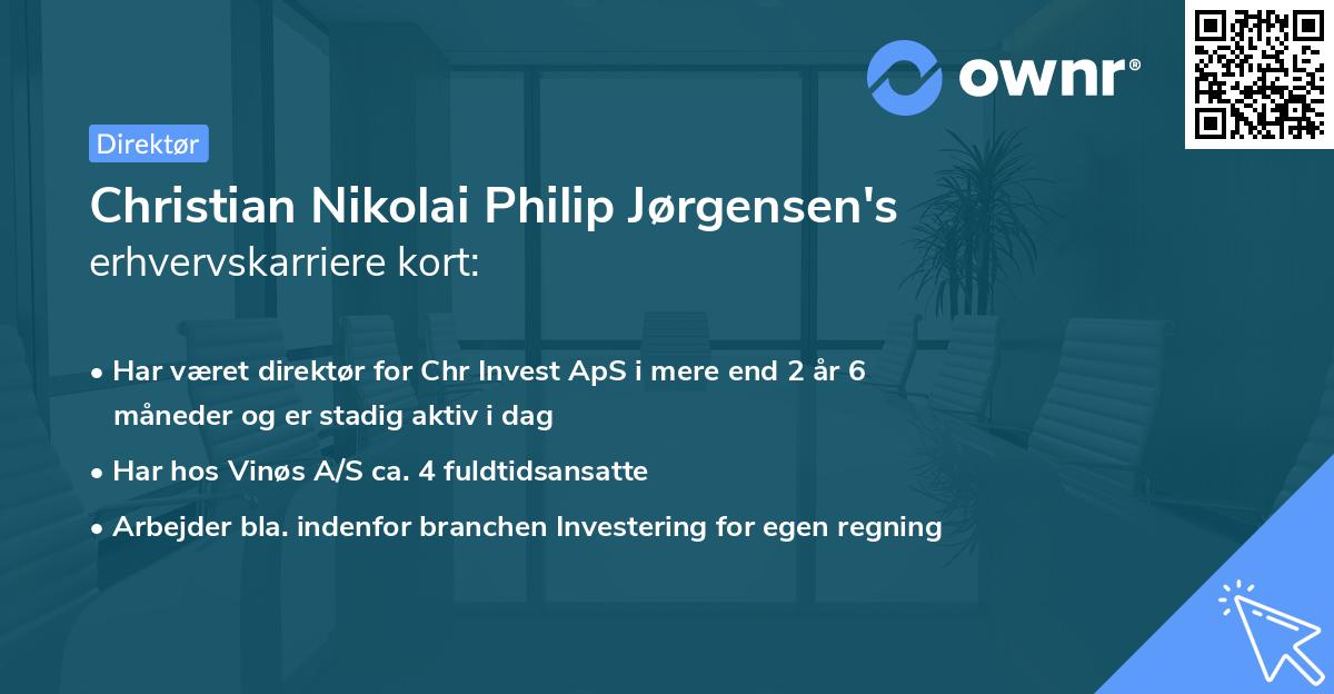 Christian Nikolai Philip Jørgensen's erhvervskarriere kort