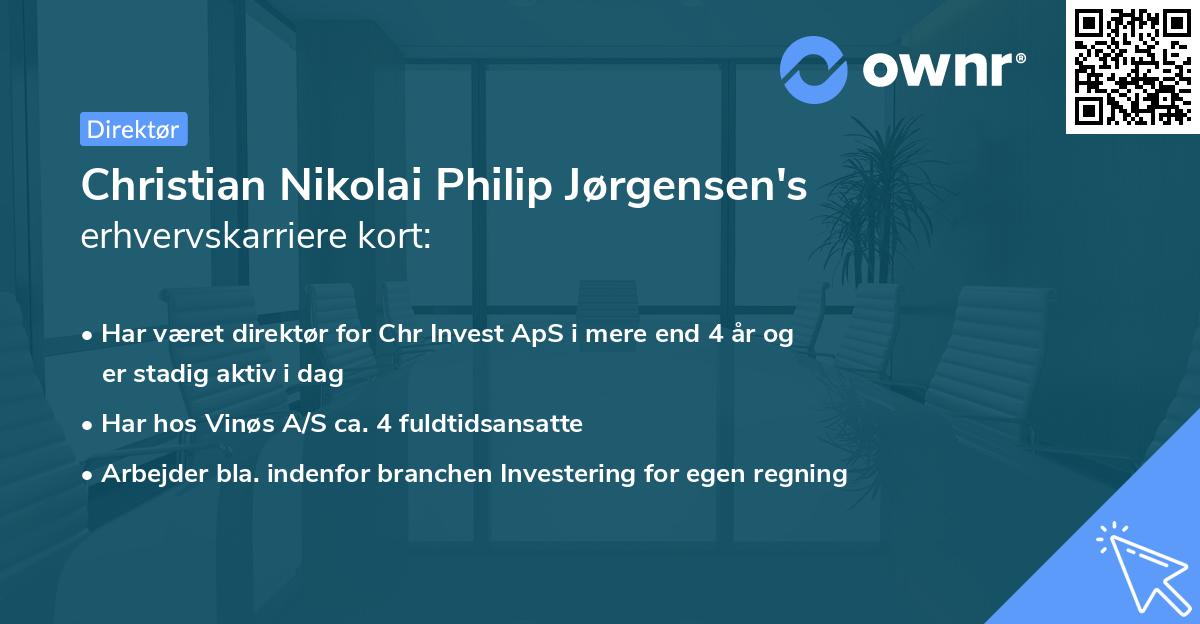 Christian Nikolai Philip Jørgensen's erhvervskarriere kort