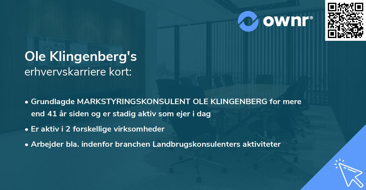 Ole Klingenberg's erhvervskarriere kort