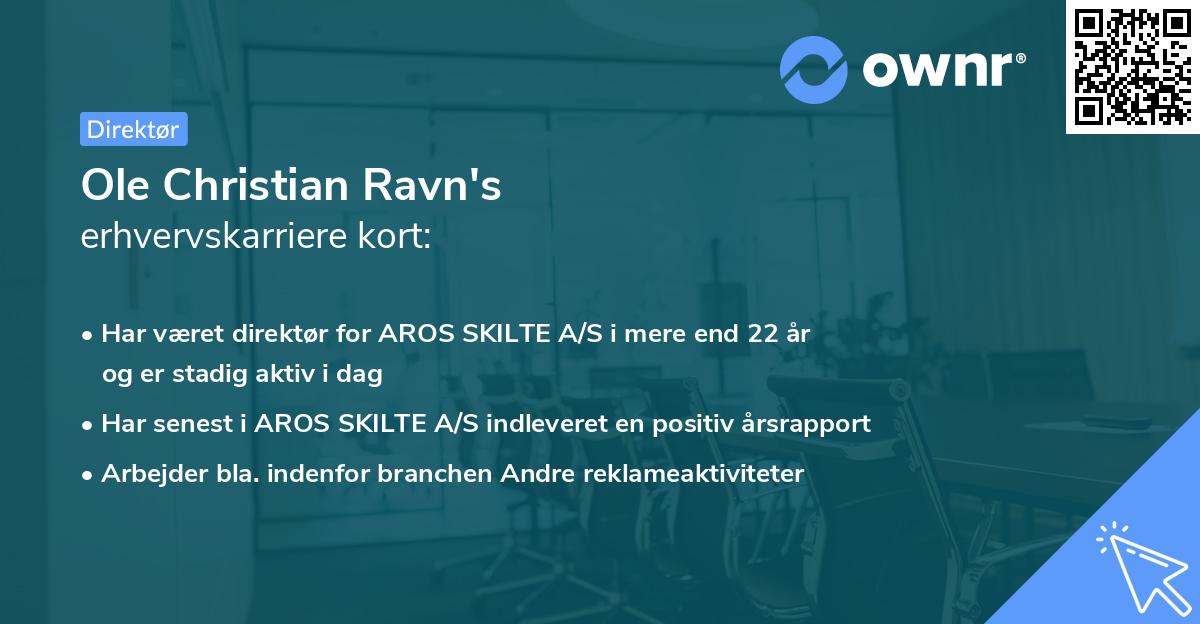 Ole Christian Ravn's erhvervskarriere kort
