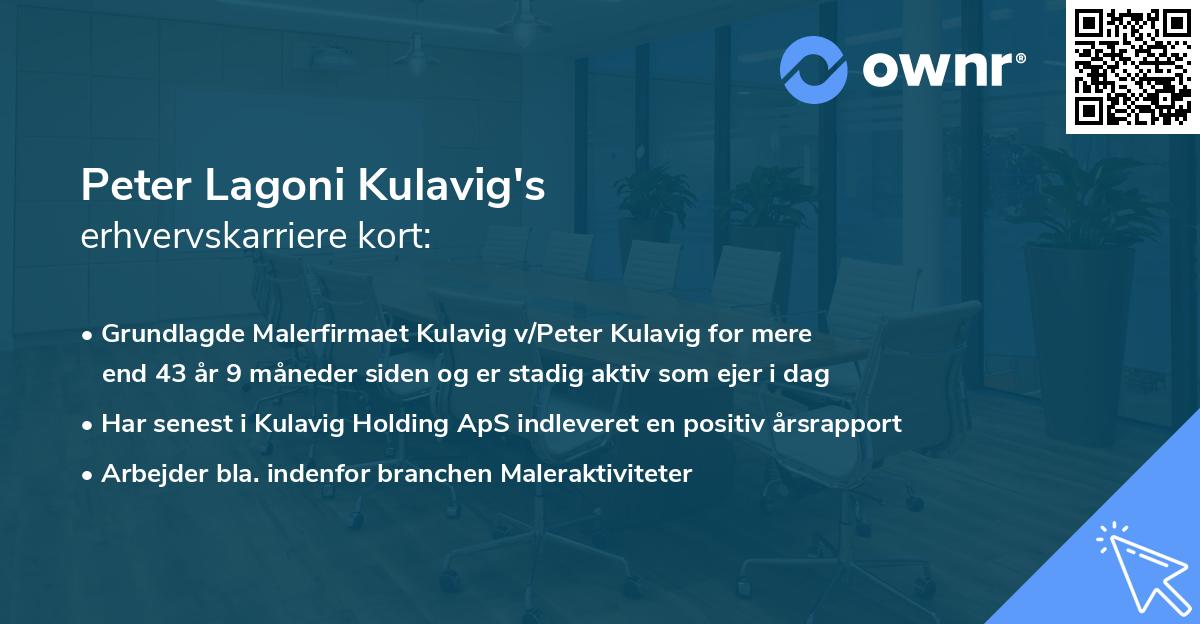 Peter Lagoni Kulavig's erhvervskarriere kort