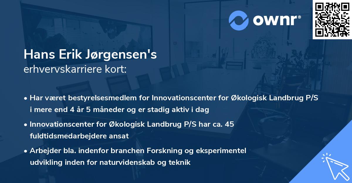 Hans Erik Jørgensen's erhvervskarriere kort