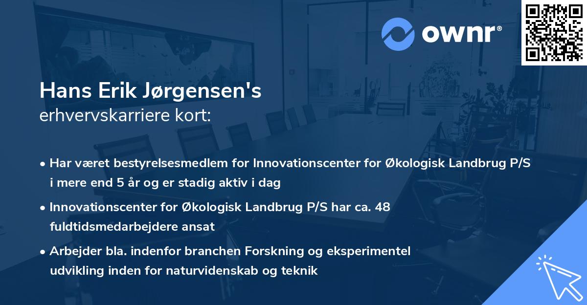 Hans Erik Jørgensen's erhvervskarriere kort