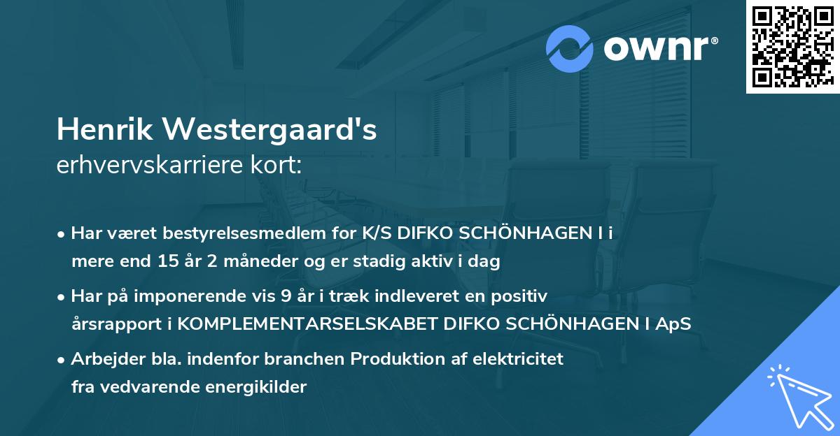 Henrik Westergaard's erhvervskarriere kort