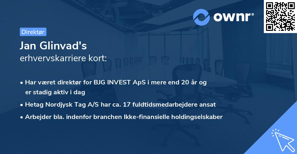 Jan Glinvad's erhvervskarriere kort