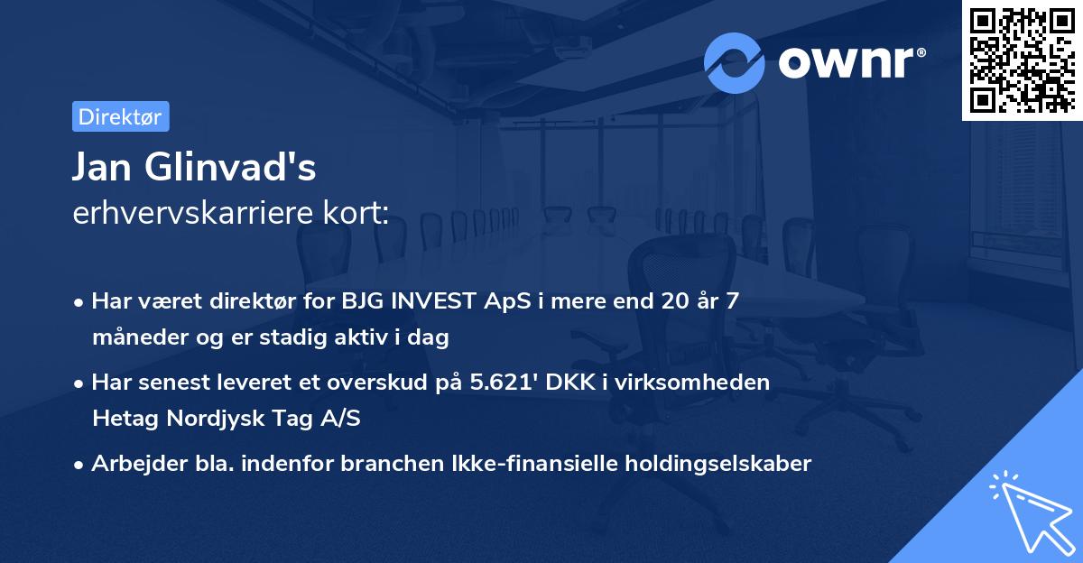 Jan Glinvad's erhvervskarriere kort