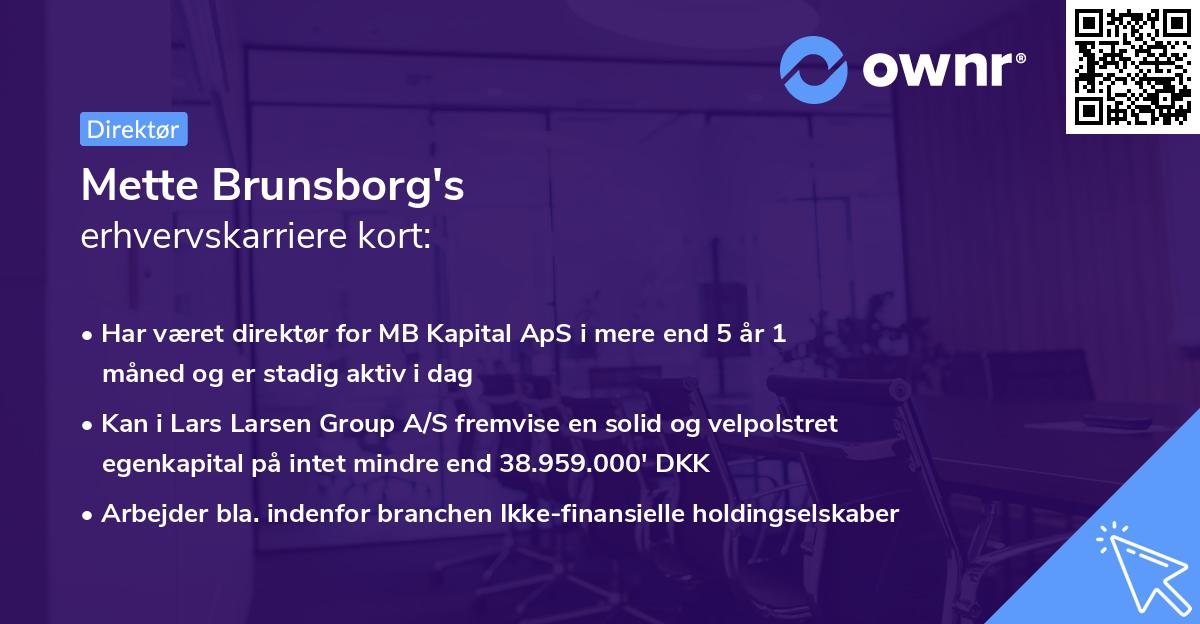 Mette Brunsborg's erhvervskarriere kort