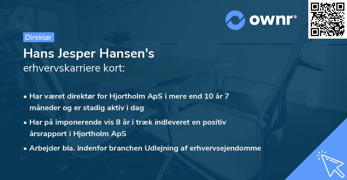Hans Jesper Hansen's erhvervskarriere kort