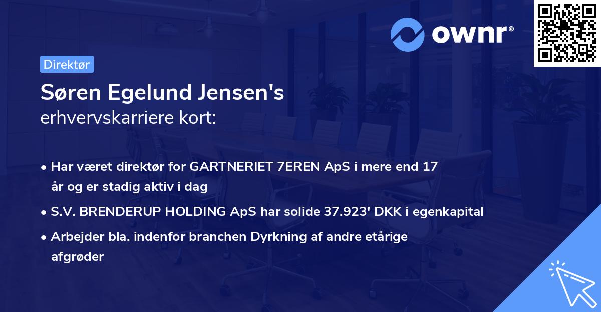 Søren Egelund Jensen's erhvervskarriere kort