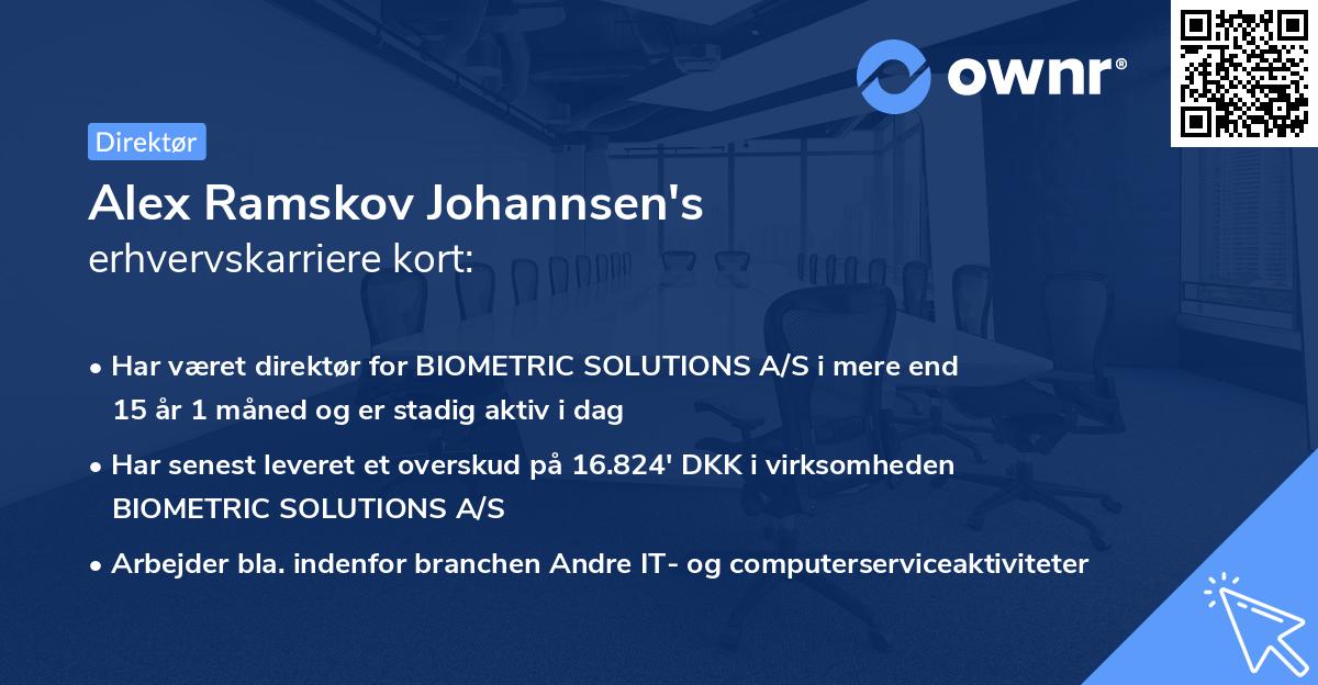 Alex Ramskov Johannsen's erhvervskarriere kort