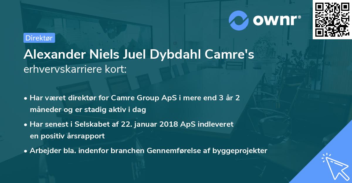 Alexander Niels Juel Dybdahl Camre's erhvervskarriere kort