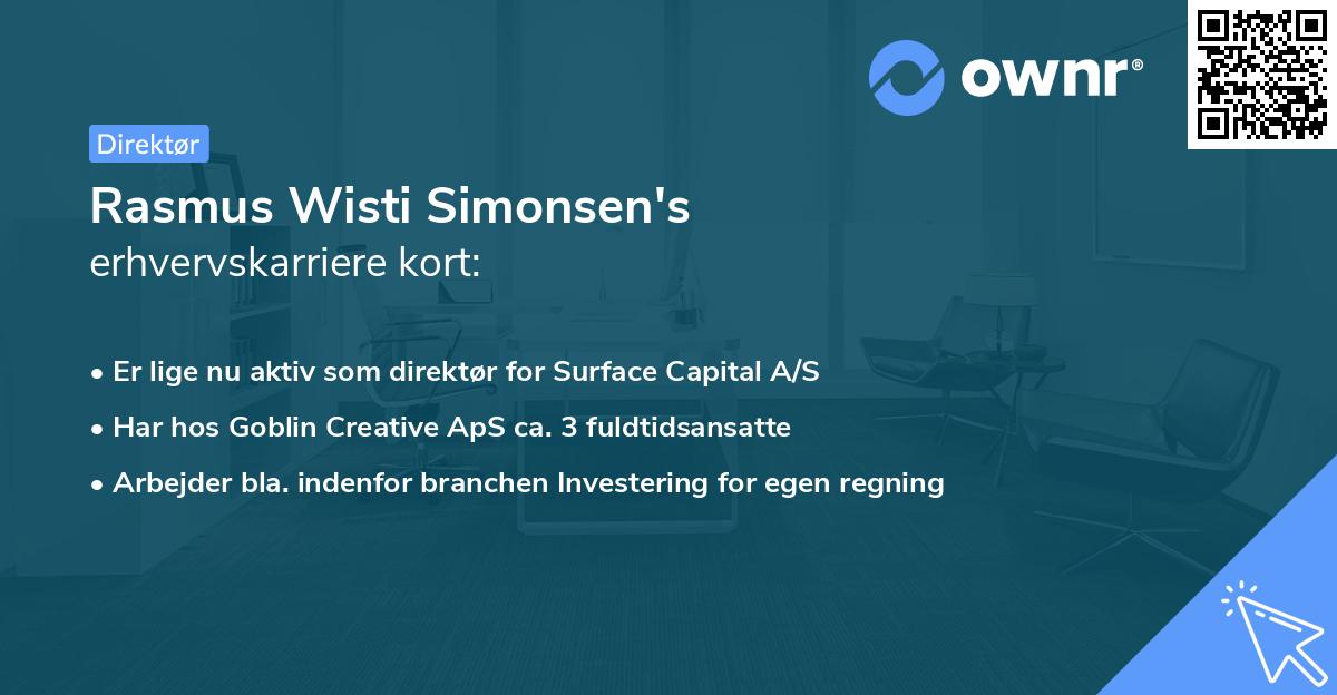 Rasmus Wisti Simonsen's erhvervskarriere kort