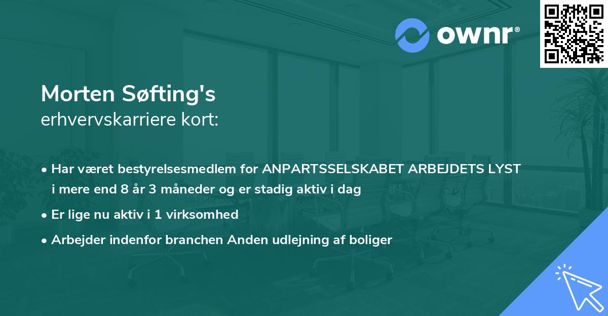 Morten Søfting's erhvervskarriere kort