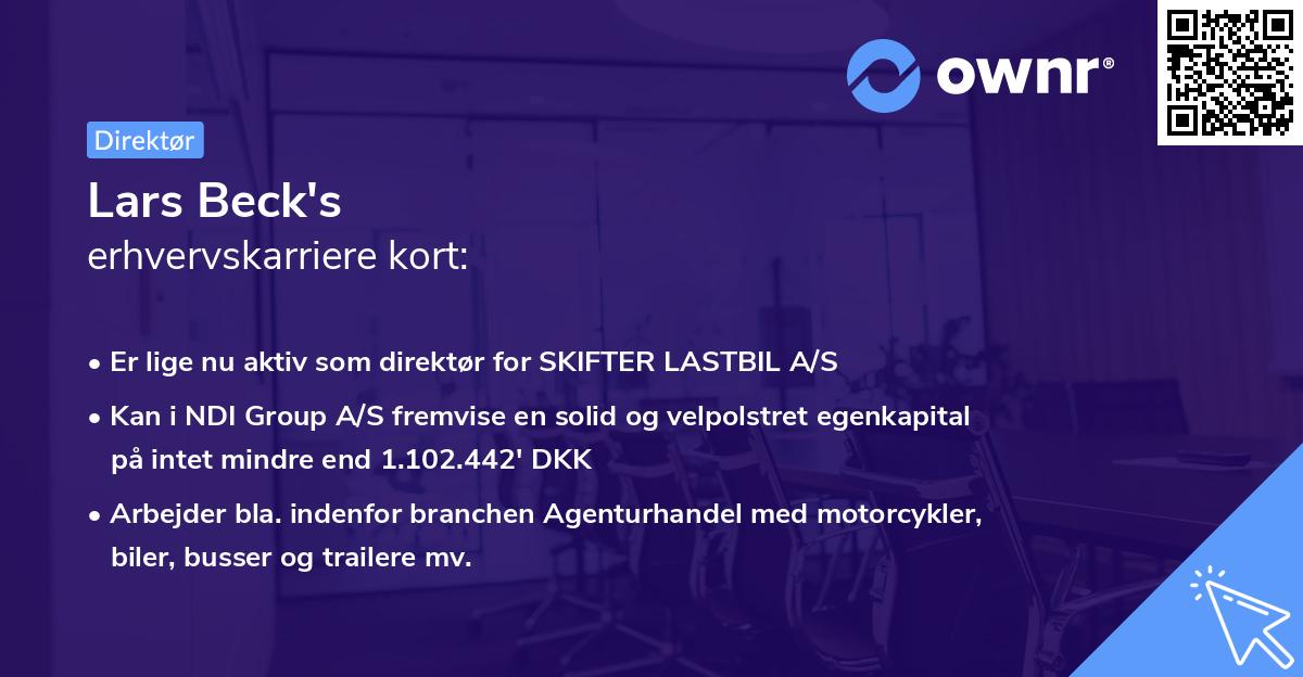 Lars Beck's erhvervskarriere kort