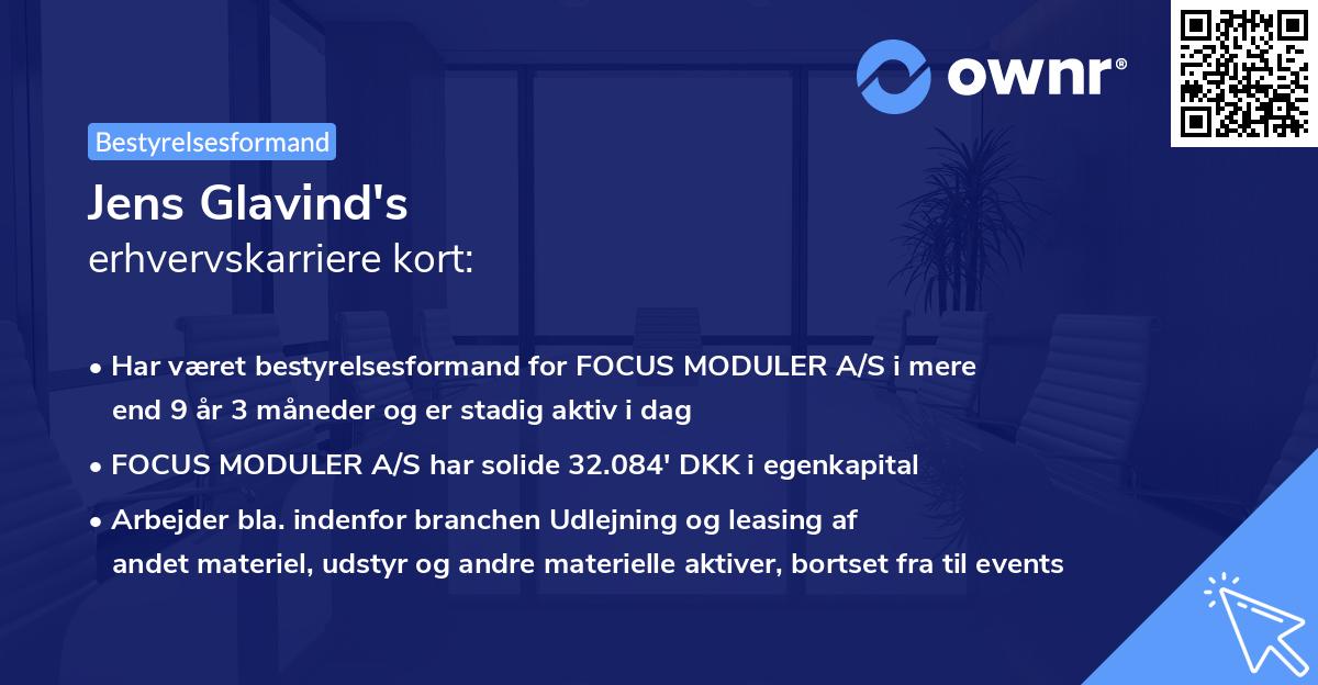 Jens Glavind's erhvervskarriere kort