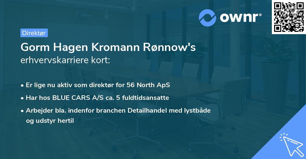 Gorm Hagen Kromann Rønnow's erhvervskarriere kort