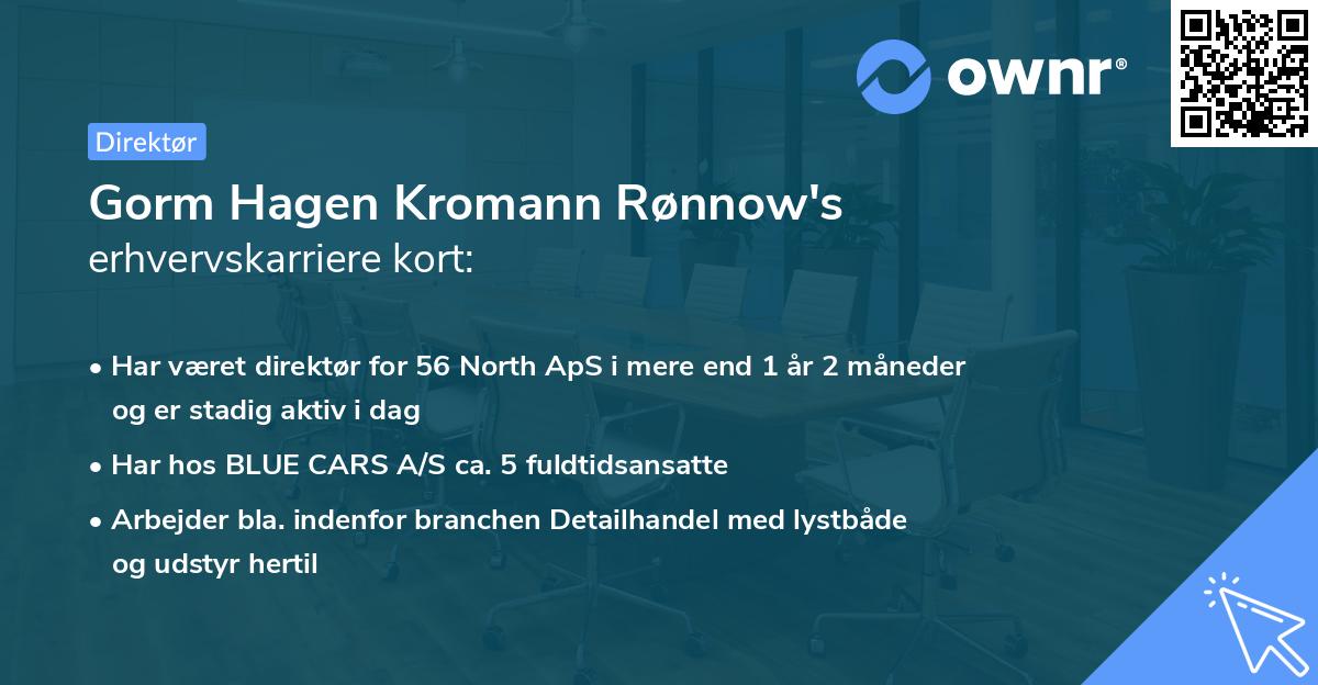 Gorm Hagen Kromann Rønnow's erhvervskarriere kort