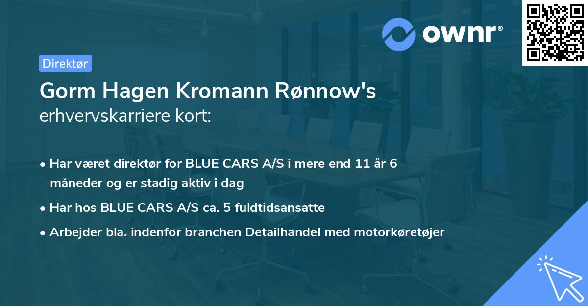 Gorm Hagen Kromann Rønnow's erhvervskarriere kort