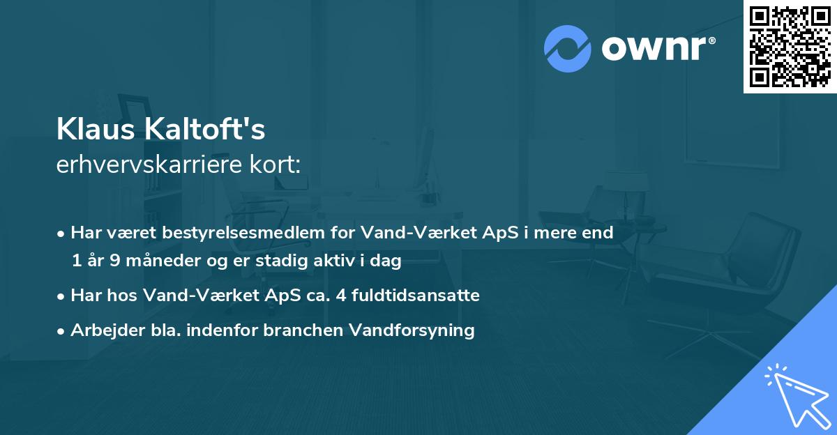 Klaus Kaltoft's erhvervskarriere kort