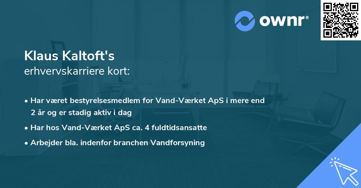 Klaus Kaltoft's erhvervskarriere kort