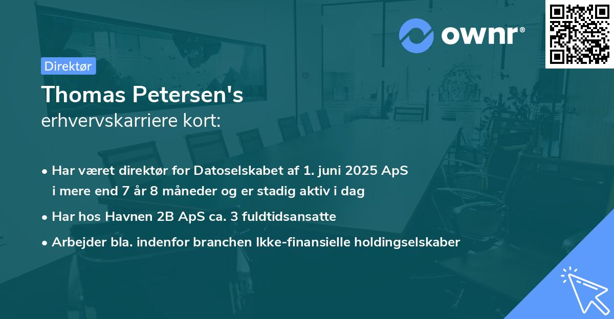 Thomas Petersen's erhvervskarriere kort