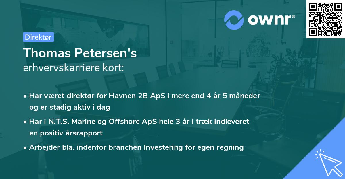 Thomas Petersen's erhvervskarriere kort