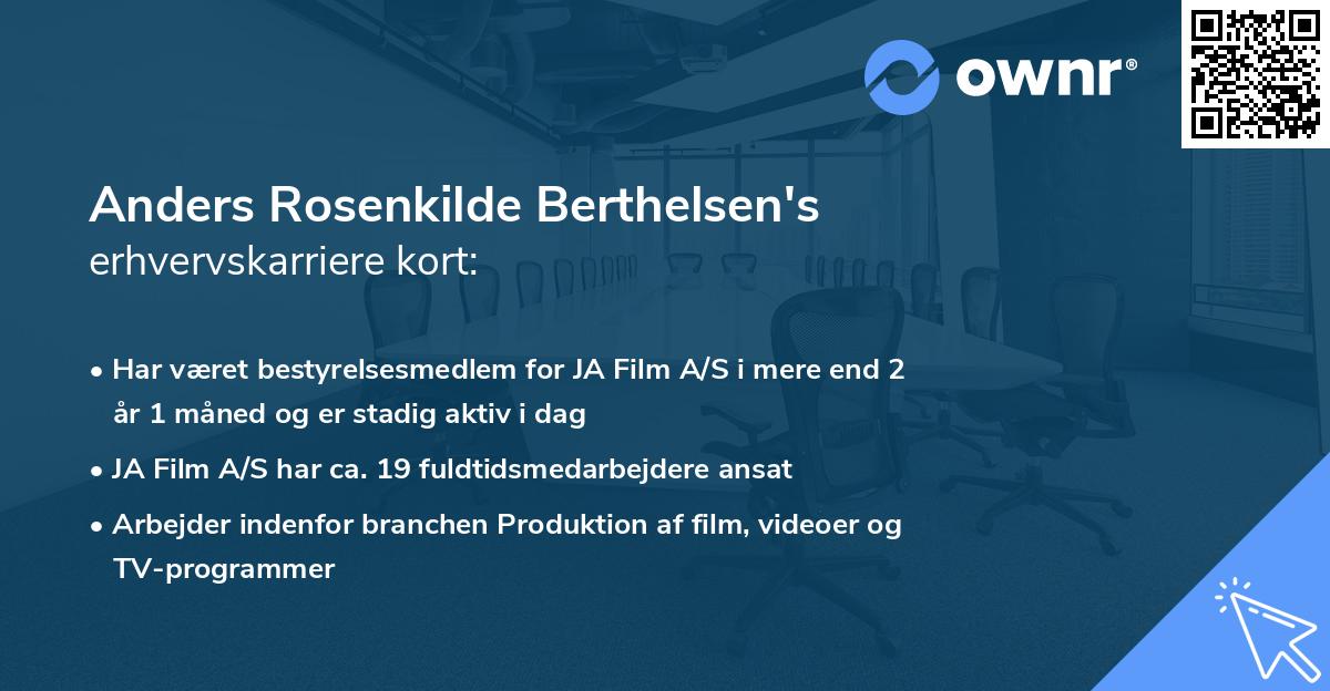 Anders Rosenkilde Berthelsen's erhvervskarriere kort