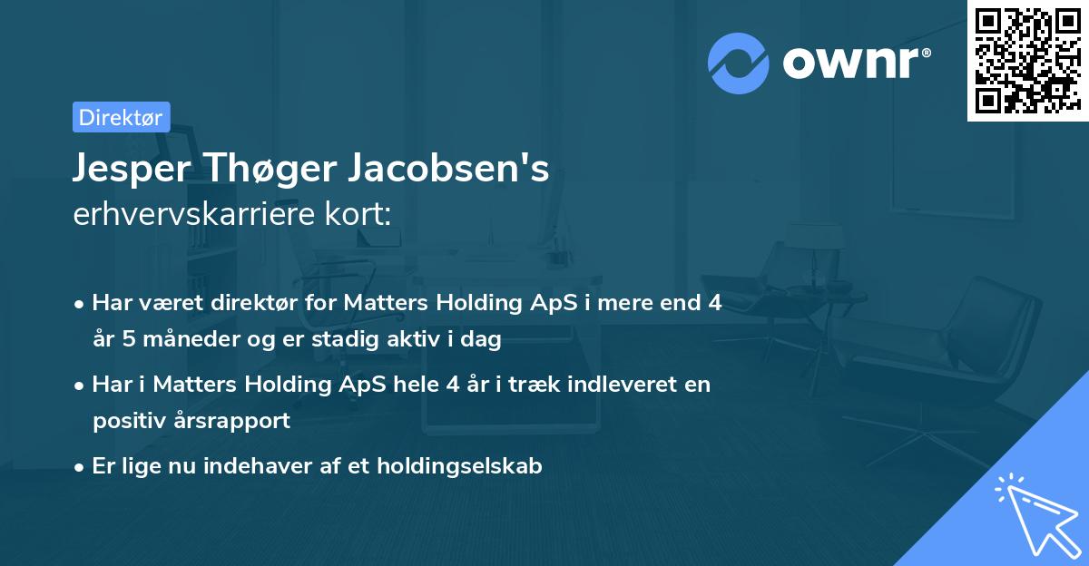 Jesper Thøger Jacobsen's erhvervskarriere kort