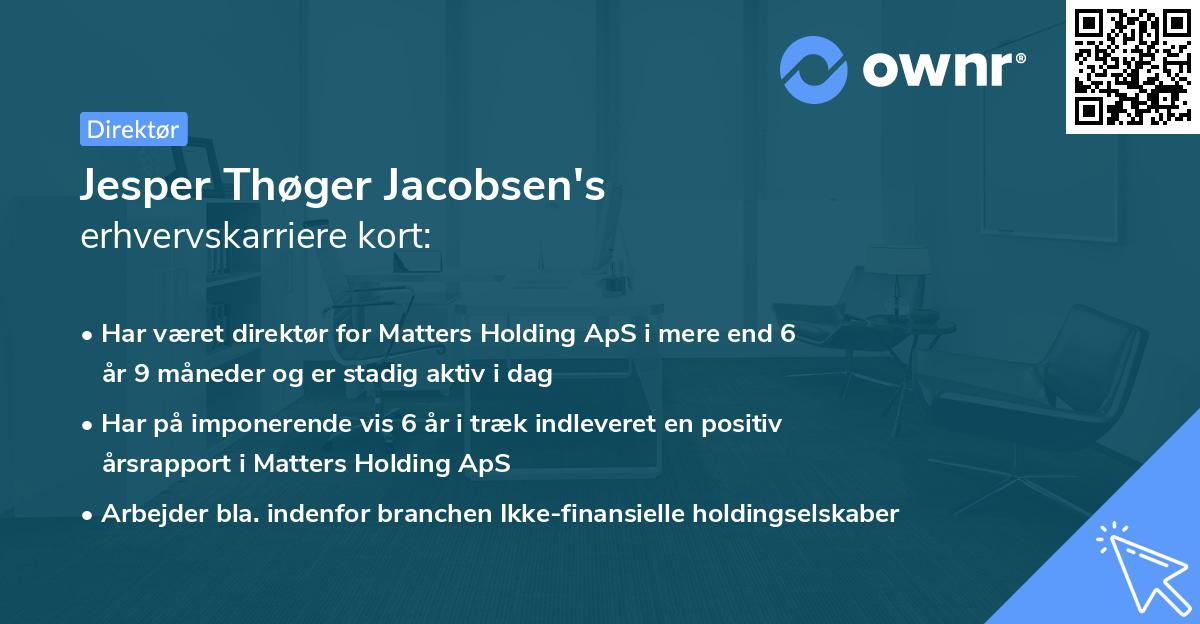 Jesper Thøger Jacobsen's erhvervskarriere kort
