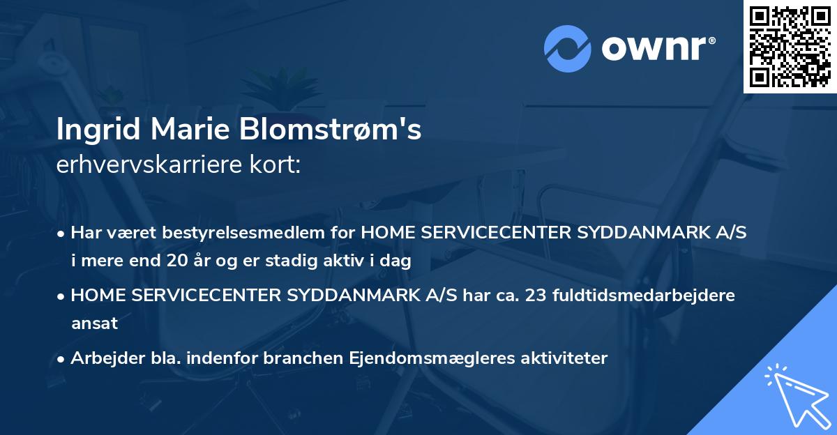 Ingrid Marie Blomstrøm's erhvervskarriere kort