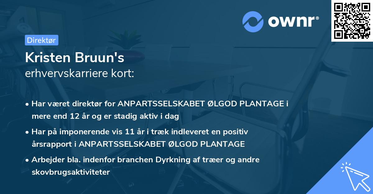 Kristen Bruun's erhvervskarriere kort