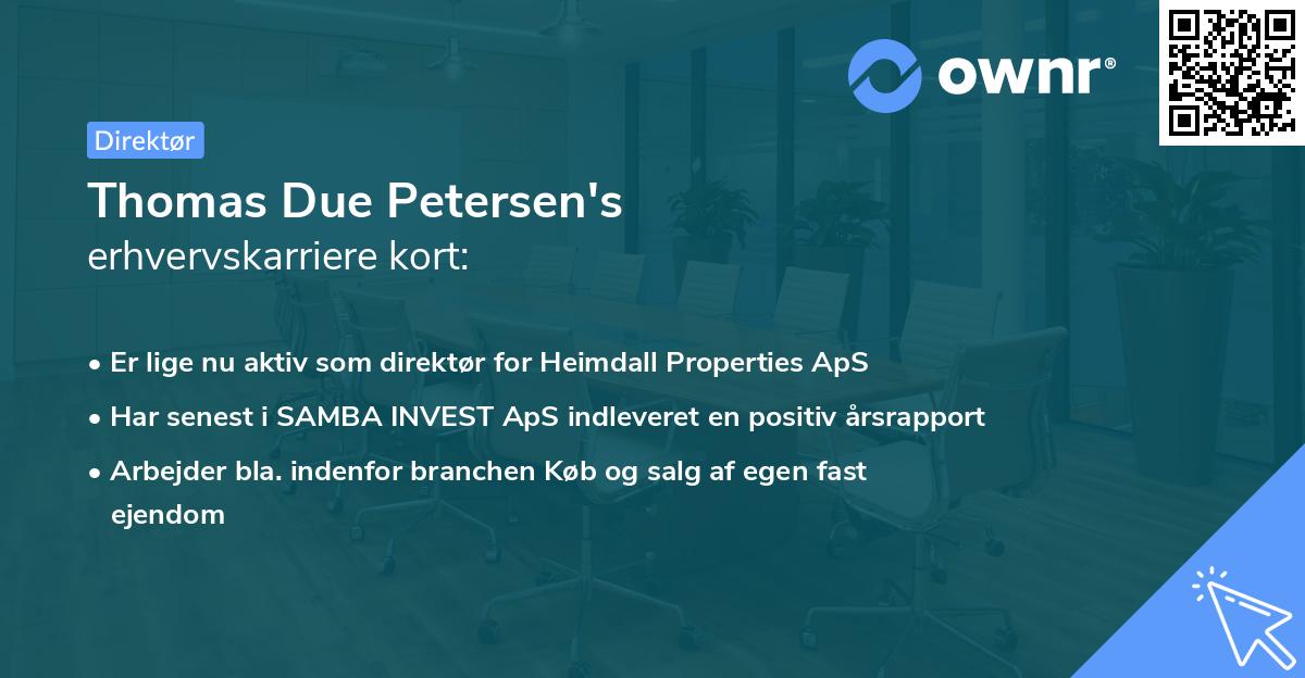 Thomas Due Petersen's erhvervskarriere kort